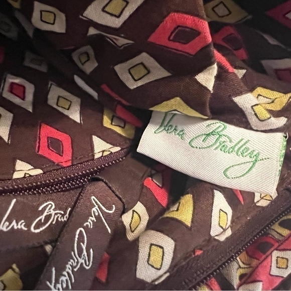 Issues VERA BRADLEY Morgan Shoulder Bag Handles Brown Orange Pink Floral Zipper - Picture 9 of 10